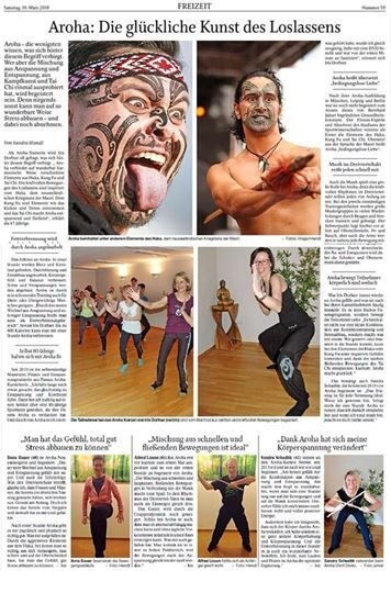Zeitungsseite vom 10. März 2018 mit dem Bericht „Aroha: Die glückliche Kunst des Loslassens“